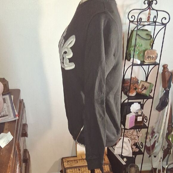 PINK VICTORIA'S SECRET Black Long Sleeve SweatShirt Pink Logo & Side Zip Small - Picture 8 of 10